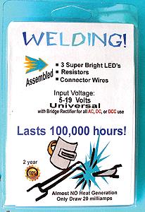 Evan Designs U5W Universal 9-19V AC, DC & DCC Welding LEDs (Pack of 3)