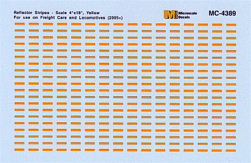 Microscale MC- 4389 HO Yellow Reflector Stripes Decal Sheet