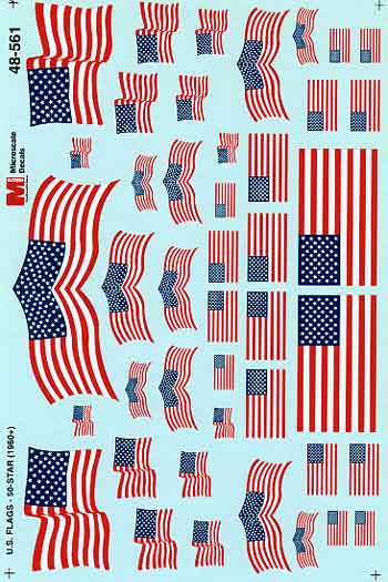 Microscale 48-561 O 1960+ 50 Star United States Flags Waterslide Decal Sheet