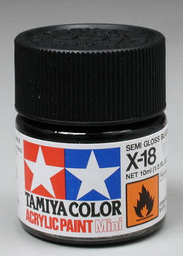 Tamiya 81518 X-18 Semi Gloss Black Acrylic Mini Paint 10 ml Bottle