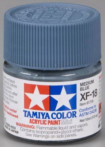 Tamiya 81718 XF-18 Medium Blue Acrylic Mini Paint 10 ml. Bottle