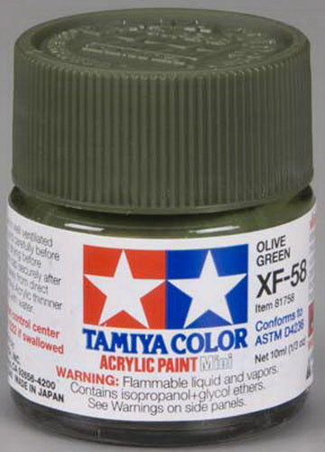 Tamiya 81758 XF-58 Olive Green Acrylic Mini Paint 10 ml Bottle