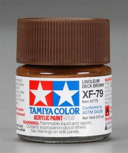 Tamiya 81779 Linoleum Deck Brown Mini Acrylic Matte Finish - 10ml Bottle Paint