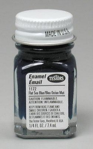 Testors 1172TT Flat Sea Blue Enamel Paint - 1/4 oz. Bottle