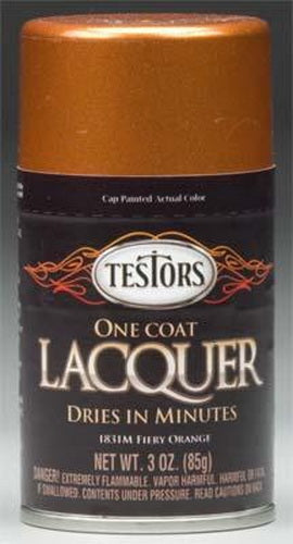 Testors 1831M Fiery Orange Mettalic One Coat Lacquer 3 oz. Spray Paint Can