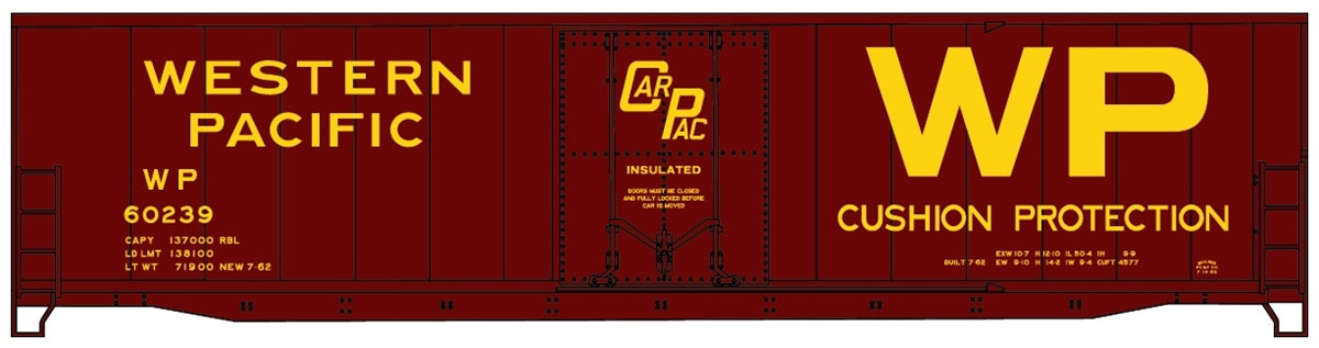 Accurail 5818 HO Scale Western Pacific 50' Welded Plug Door Boxcar Road #:60239