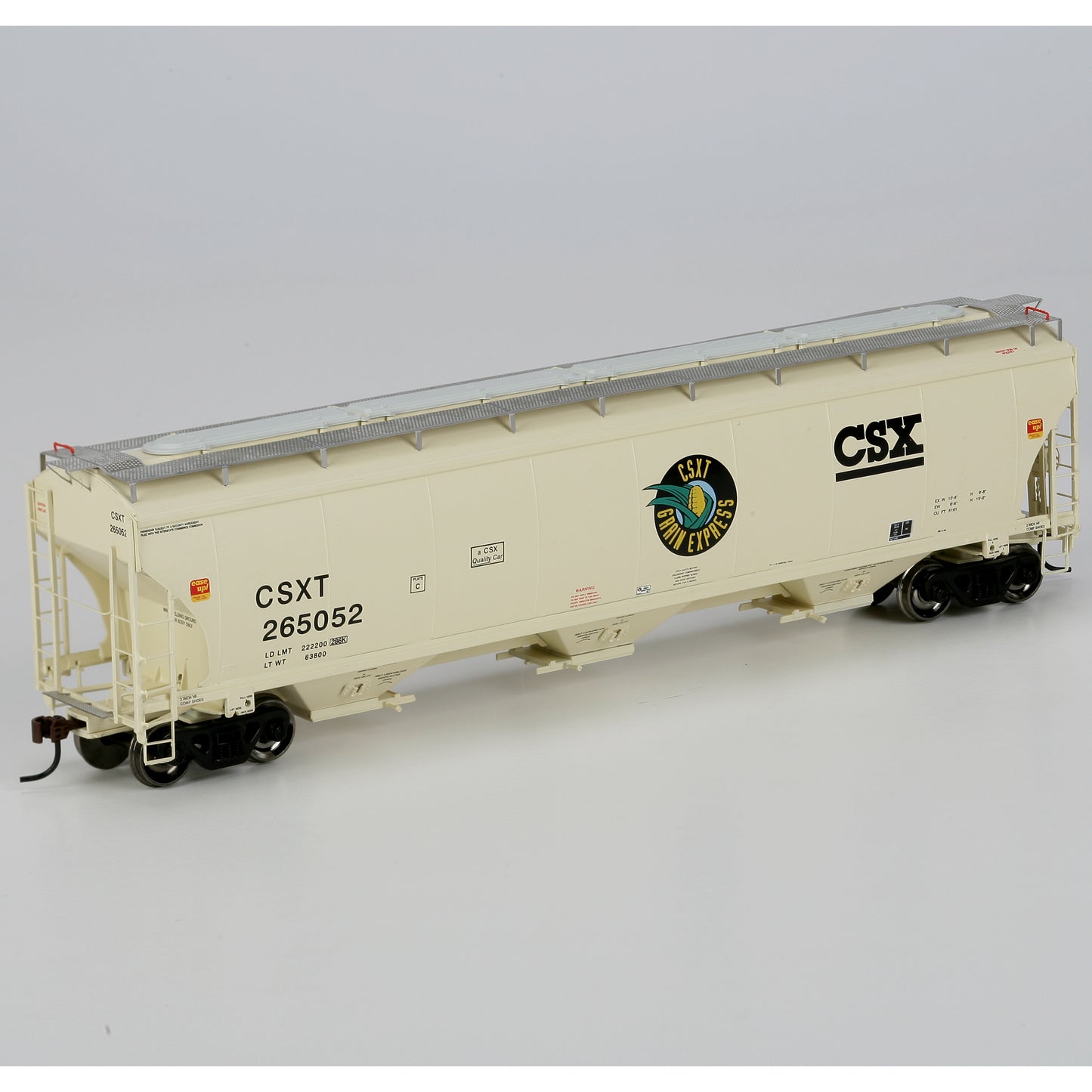 Athearn 89400 HO Scale CSX Transportation Trinity 3-Bay Covered Hopper #265052