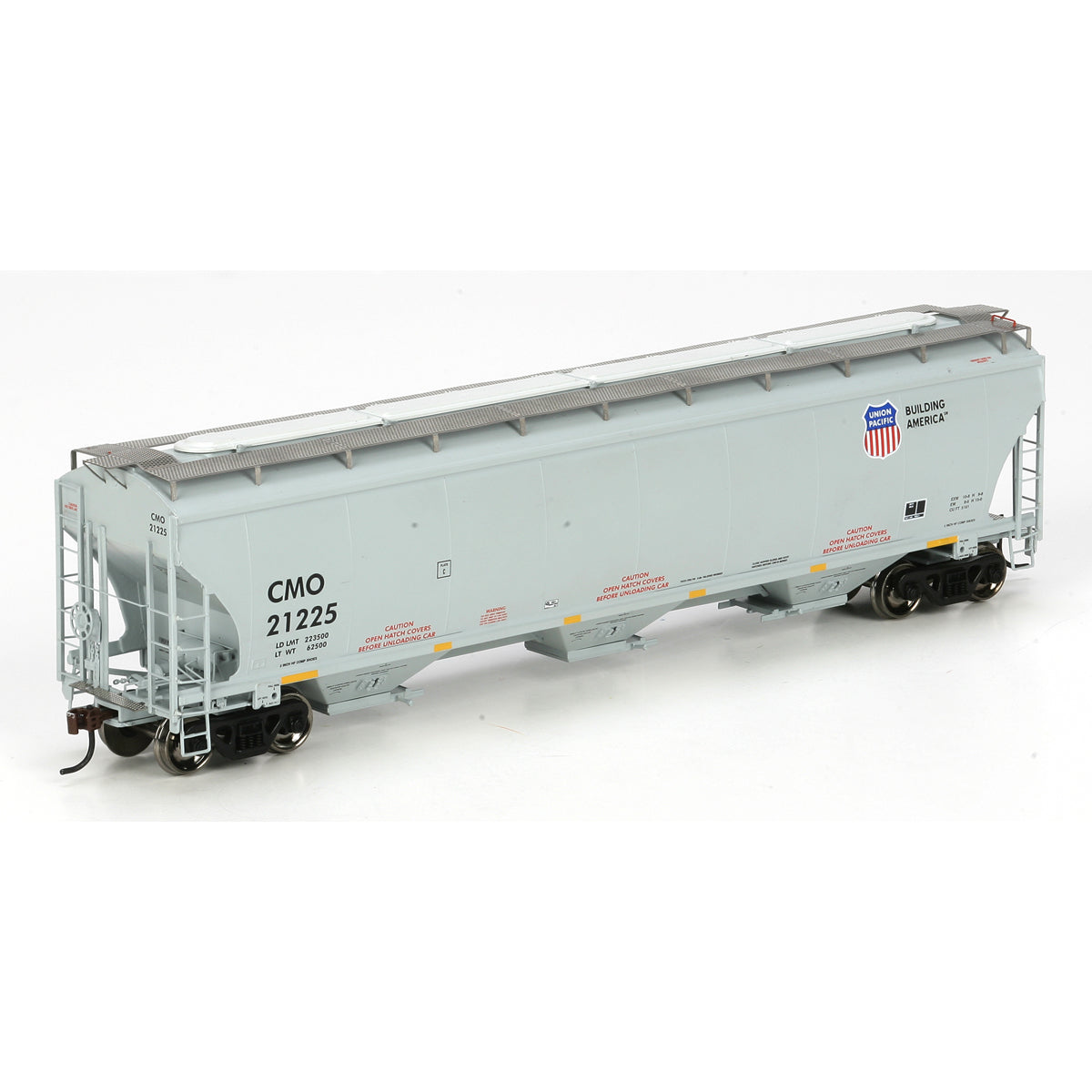 Athearn 89404 HO Scale UP/CMO Trinity 3-Bay Covered Hopper #21225