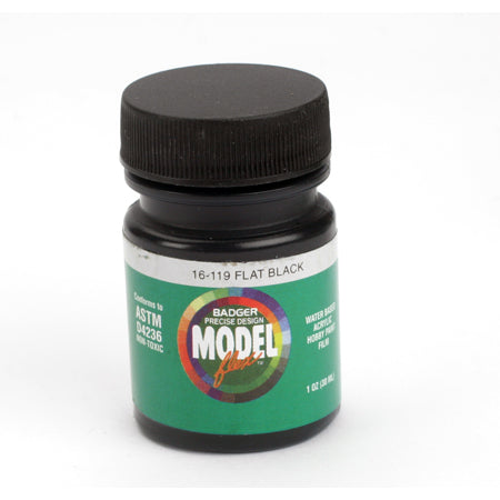 Badger 16-119 Flat Black Modelflex Paint 1 oz. Bottle