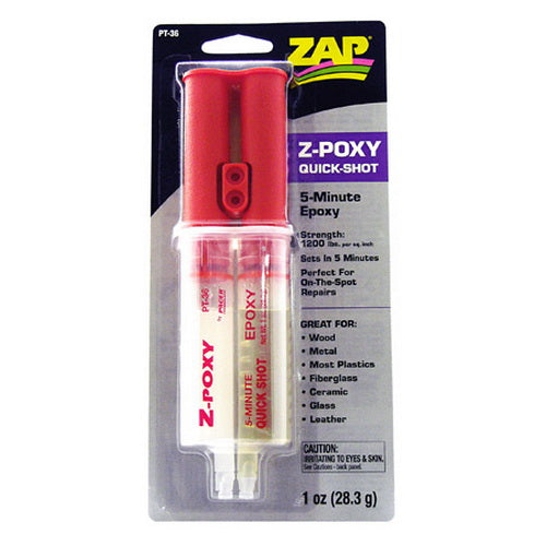 Pacer Glue PT36 Zap 5 Minute Quick Shot Z-Poxy Epoxy Glue - 1 oz.