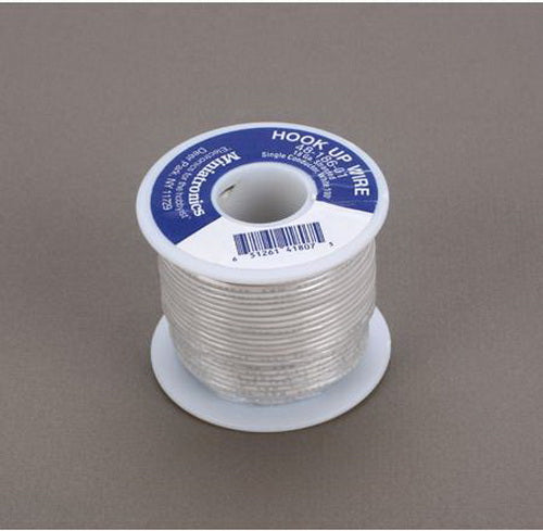 Miniatronics 48-186-01 White 100' Spool 18 Gauge Single Conductor Straded Wire