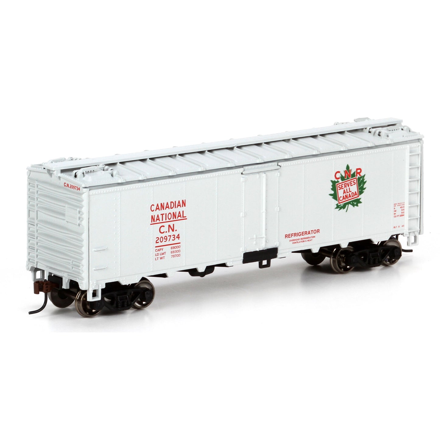 Athearn 71368 HO Scale Canadian National RTR 40' Steel Reefer #209734