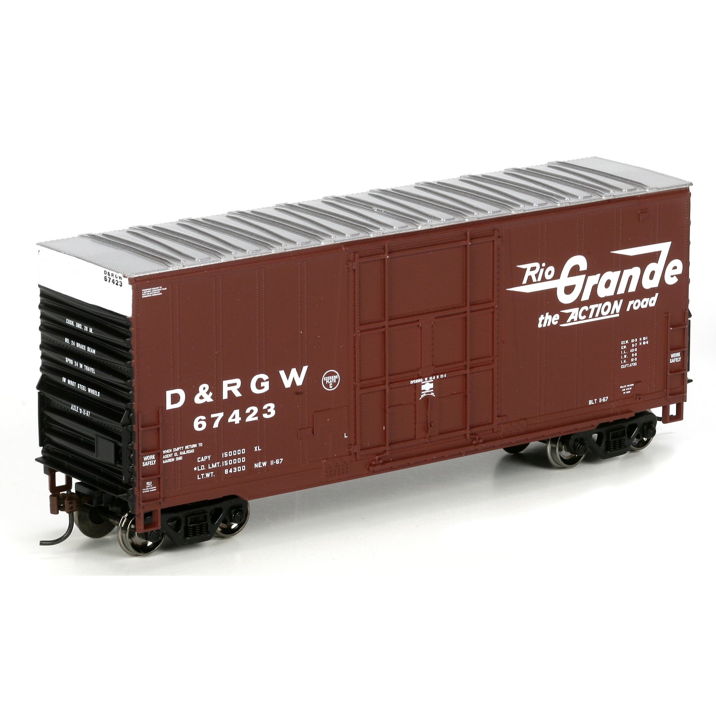 Athearn 76619 HO Scale D&RGW RTR 40' High Cube Boxcar #67423