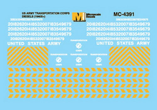 Microscale MC-4391 HO 1940s+ US Army Diesels Decal Sheet