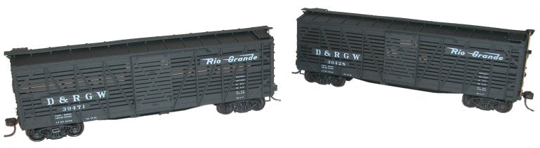 Accurail 1206 HO Scale 40' Wood Stock Car Combo D&RGW Kit (Set of 2)