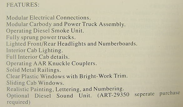 Aristo-Craft 22112 New York Central U25B Diesel Locomotive #2504 EX/Box