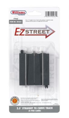 Williams 00264 O E-Z Street 2.5" Straight To Curve Track (Pack of 4)