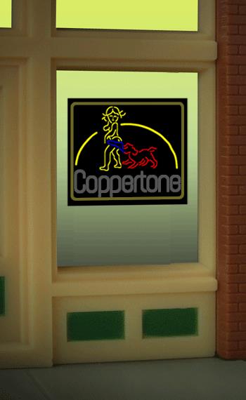 Miller Engineering 8830 HO/O Coppertone Flashing Neon Window Sign Light Works