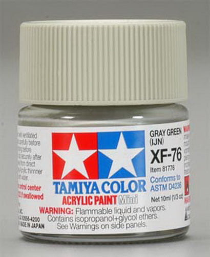 Tamiya 81776 Mini XF76 Gray/Green Acrylic Paint - 10 ml Bottle