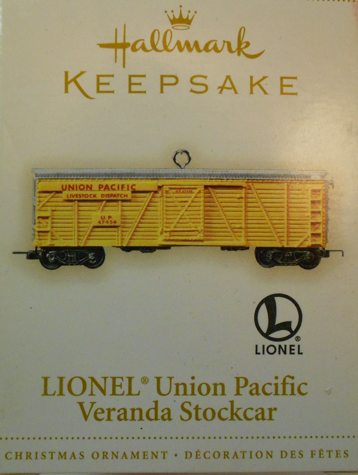 Hallmark QXI6176 Lionel Union Pacific Veranda Stockcar Christmas Ornament