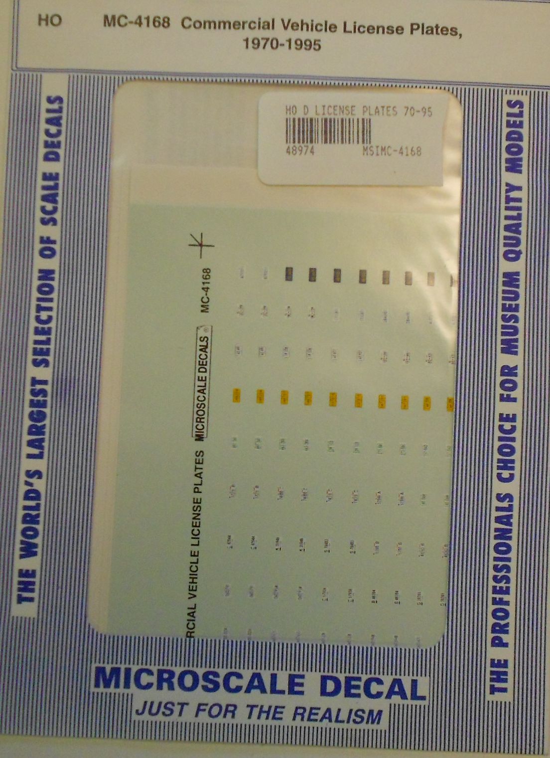 Microscale MC-4168 HO 1970-1995 Commercial Vehicle License Plates Decal Sheet