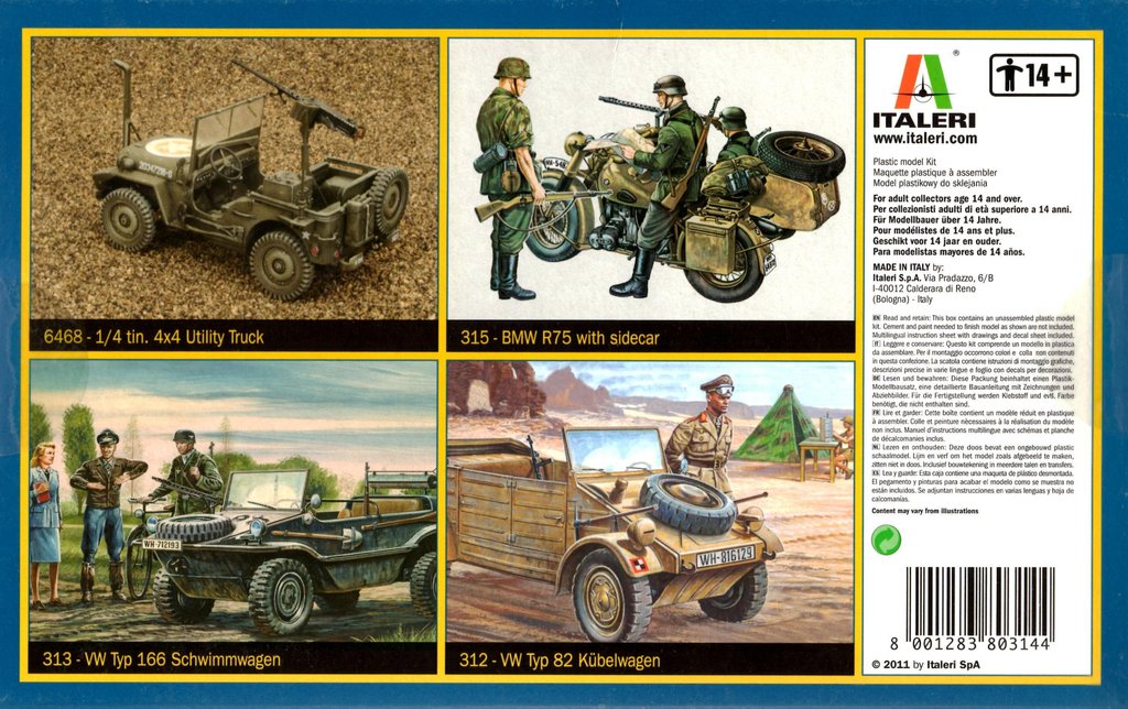 Italeri 0314 1:35 Willy Jeep with Trailer Plastic Model Kit