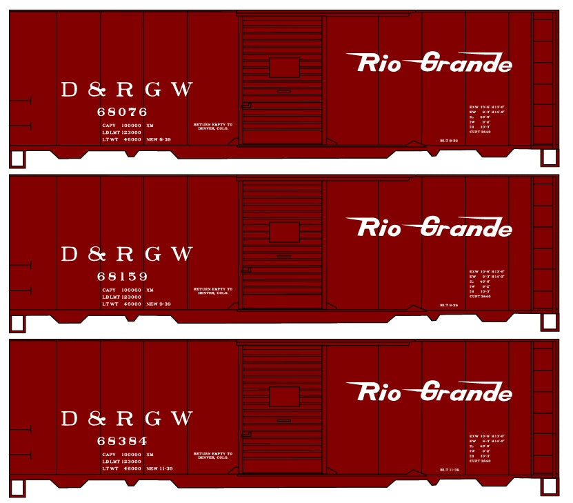 Accurail 8044 HO Denver and Rio Grand Western 40' Double Door AAR Boxcar