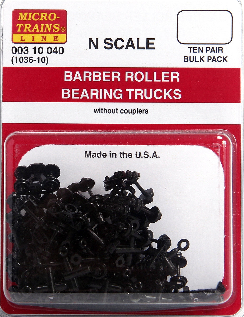 Micro-Trains 00310040 N Barber Roller-Bearing Trucks w/Couplers (10 Packs of 2)