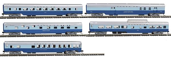 Con-Cor 40402 N Scale Atchison Topeaka Santa Fe Passenger Car Set (5)