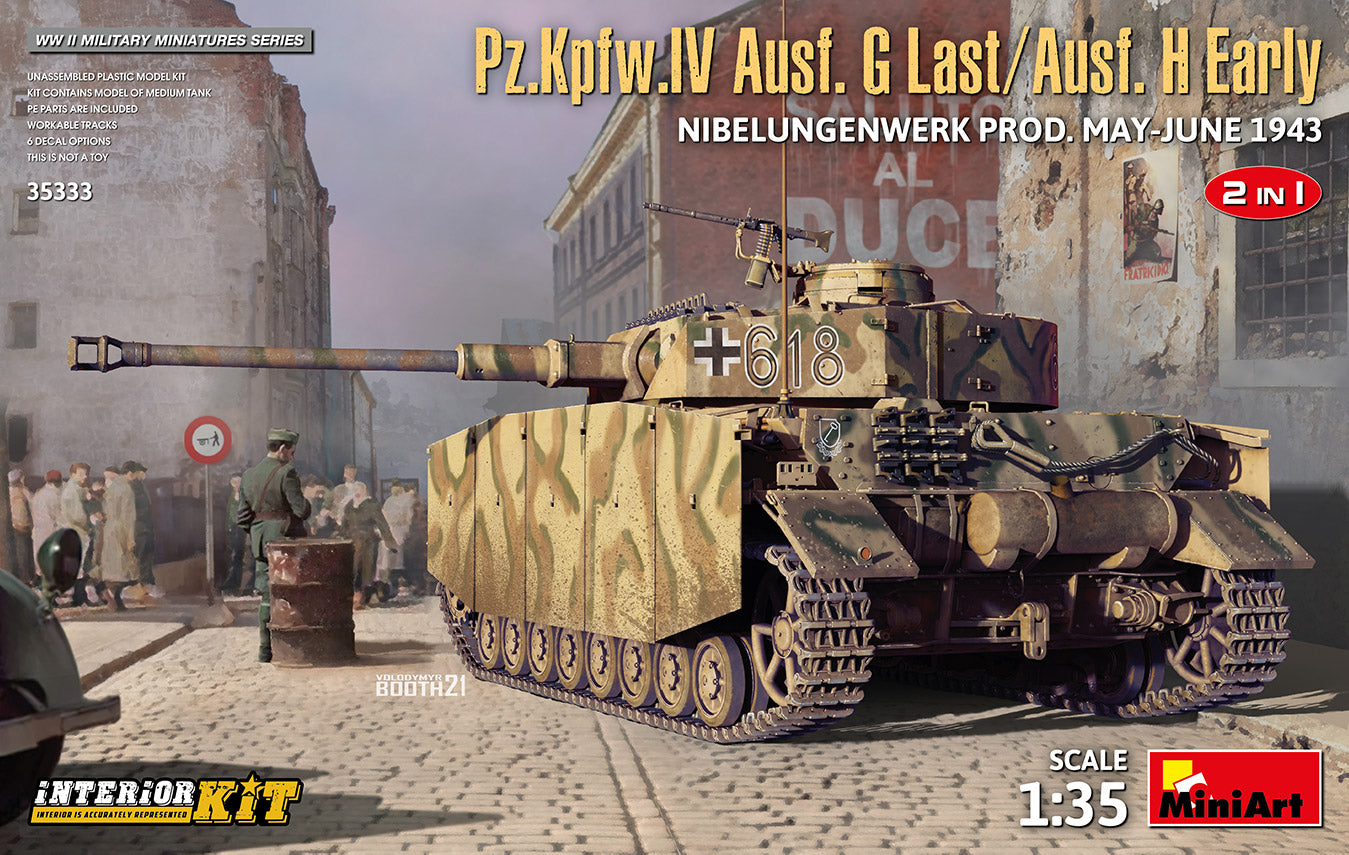 MiniArt 35333 1:35 Pz.Kpfw.IV Ausf. G Last/Ausf. H Early Military Tank Model Kit