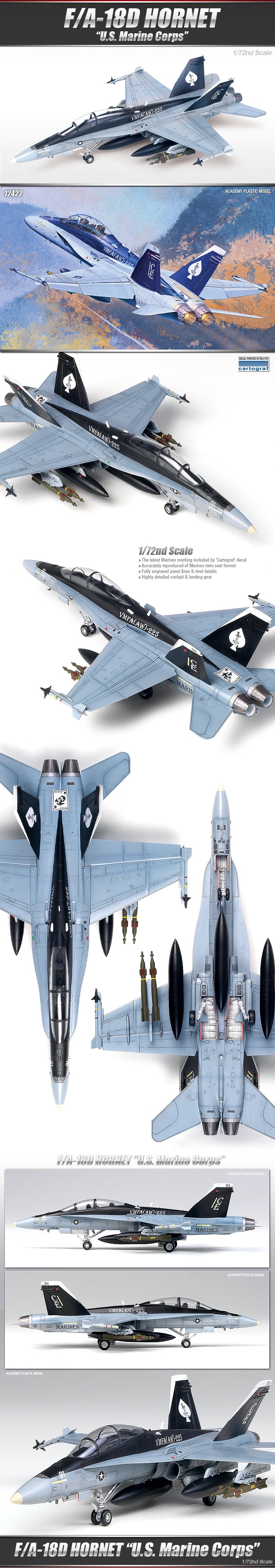 Academy 12422 1:72 F/A-18D Hornet US Marines Corps Military Aircraft Plane Kit