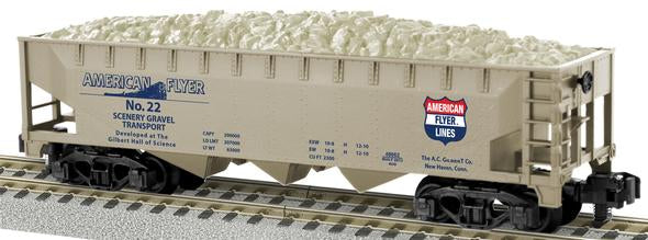 American Flyer 6-48662 S Scale American Flyer Scenery Gravel 3-Bay Hopper #22 LN/Box
