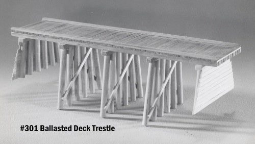 Campbell Scale Models 301 HO Scale 50' Ballasted Deck Pile Trestle (Less Ties)