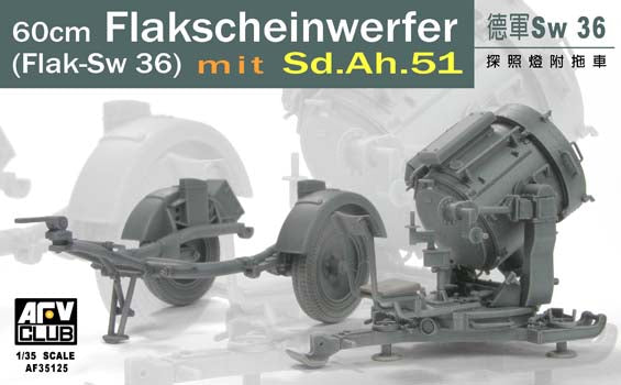 AFV Club AF35125 1:35 60cm Flakscheinwerfer Flak-Sw 36 mit Sd.Ah.51 Plastic Kit