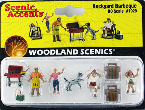 Woodland Scenics A1929 HO Scale Family Backyard Barbeque Figures (Set of 9)