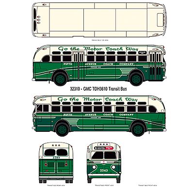 Classic Metal Works 32310 HO Mini Metals NYC 6 72nd St GMC TDH-3610 Transit Bus