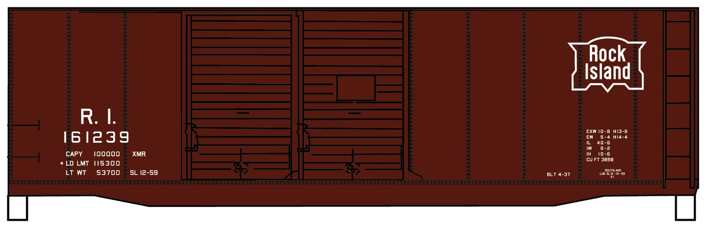 Accurail 3643 HO Rock Island 40' AAR Double Door Steel Boxcar Kit