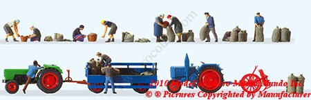Preiser 13008 HO Potato Harvester Figures with Tractors & Accessories