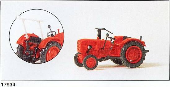 Preiser 17934 HO Fahr Farm Tractor Plastic Model Kit
