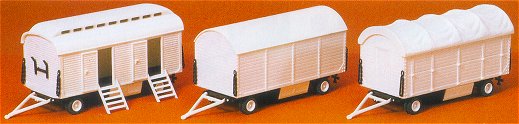 Preiser 20008 HO Equipment Caravans & Toilet Wagon w/o Lettering Kit (Set of 3)