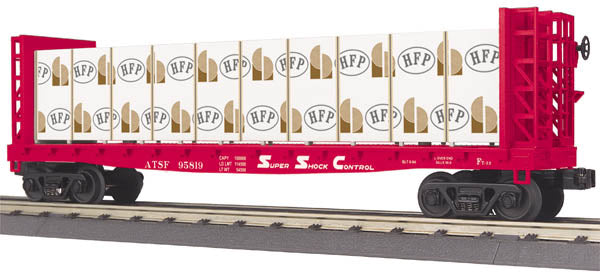MTH 30-76522 O Gauge Santa Fe Bulkhead Flat Car with Lumber Load