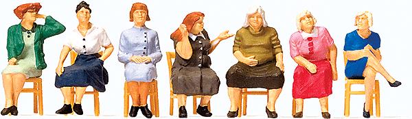 Preiser 10580 HO Waiting Women Sitting on Chair Figures (Set of 7)
