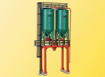 Kibri 39931 HO Schwarz Concrete Works Double Silos Kit
