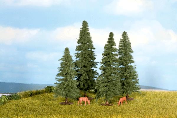 Noch 25232 HO/TT Fir Trees 3.14"-3.9" (Pack of 4)
