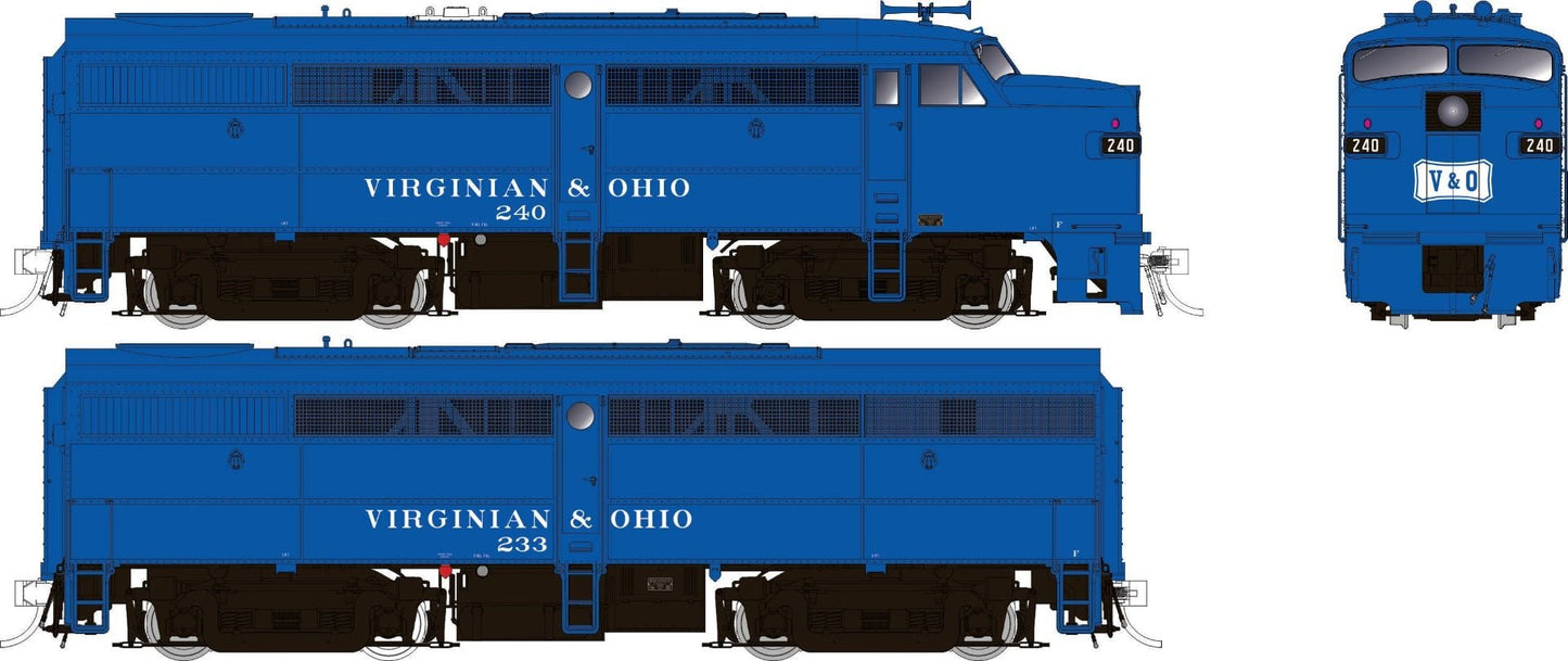 Rapido Trains 037587 HO V&O ALCo FA-1 + FB-1 Diesel Loco #240 + #233 Home Shops