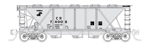 Fox Valley Models 90519 N Conrail PRR Class RTR H30 3-Bay Covered Hopper #74008