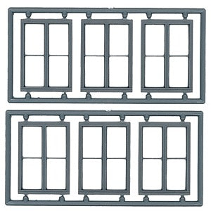 Tichy 8095 HO Two 1/1 Double Hung Windows (Pack of 6)