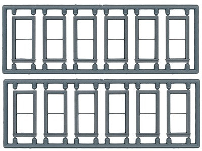 Tichy 8097 HO 28" x 64" 1/1 Double Hung Windows (Pack of 12)