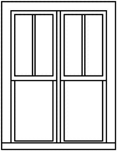 Grandt Line 5286 HO 42? x 62? Double-Hung 2/1 Light Double Window (Pack of 6)
