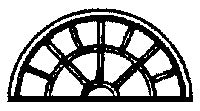 Grandt Line 5262 HO 56? x 28? Half-Round 13-Pane Window (Pack of 6)